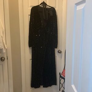 NNW full length sequin wrap gown